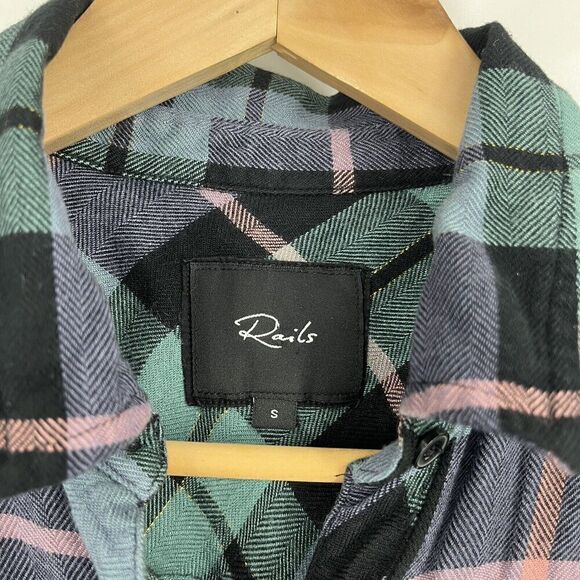 Rails Shirt Size Small Womens Teal Navy Pink Hunter Button Up Plaid Flannel - Picture 3 of 8